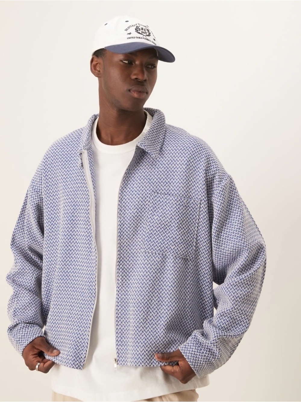 ASOS Blue Textured Zip Shirt Jacket